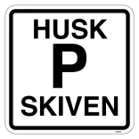 Husk P skiven piktogram. skilt