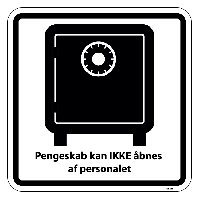 Pengeskab kan ikke åbnes af personalet piktogram skilt