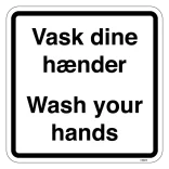 Vask dine hænder Wash your hands. Piktogram skilt