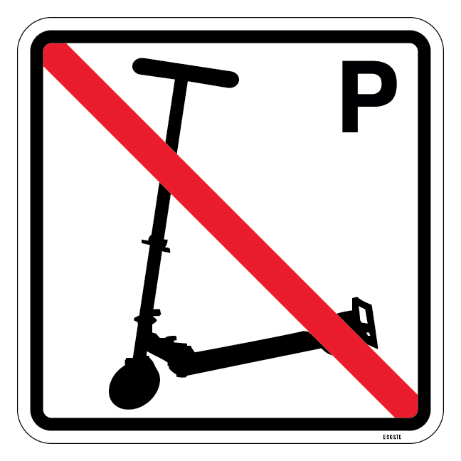 Løbehjul P forbuds piktogram. skilt