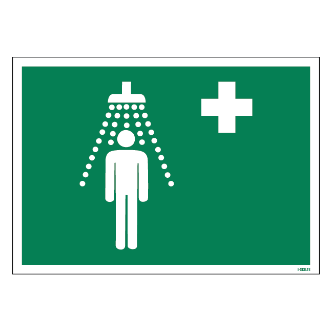 Førstehjælps brus skilt