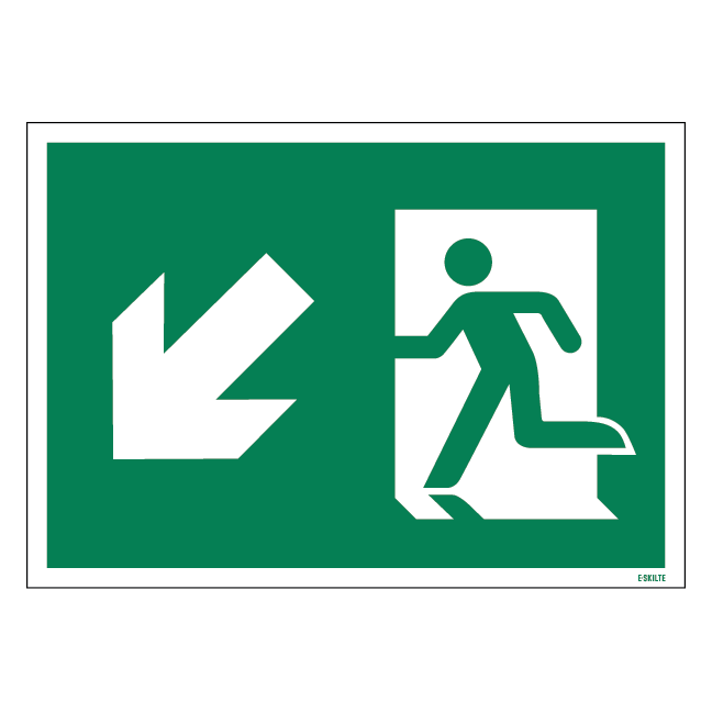Flugt vej til venstre ned Redningsskilt