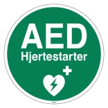 AED hjertestarter. Redningsskilt