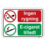 Ingen Rygning El cigaret tilladt. Rygeforbudsskilt