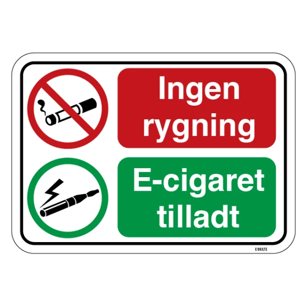 Ingen Rygning El cigaret tilladt. Rygeforbudsskilt