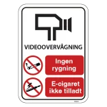 Videovervågning ikke ryger område. Rygeforbudsskilt