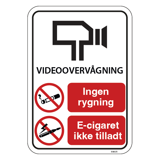 Videovervågning ikke ryger område. Rygeforbudsskilt