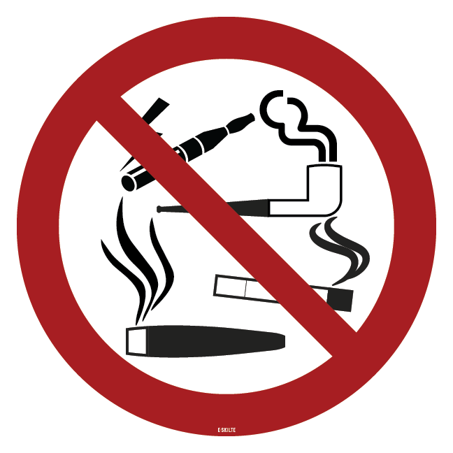 Al rygning forbudt. Forbudsskilt