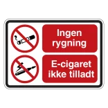 Ingen Rygning El cigaret ikke tilladt. Rygeforbudsskilt