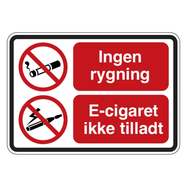 Ingen Rygning El cigaret ikke tilladt. Rygeforbudsskilt