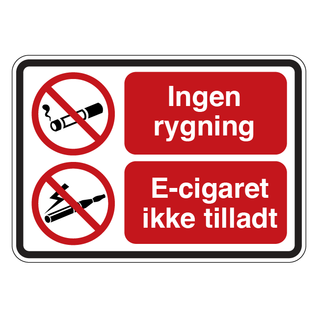 Ingen Rygning El cigaret ikke tilladt. Rygeforbudsskilt