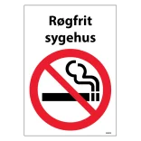 Røgfrit sygehus. Rygeforbudsskilt