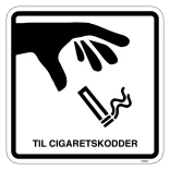 Til cigaretskodder. Rygeskilt