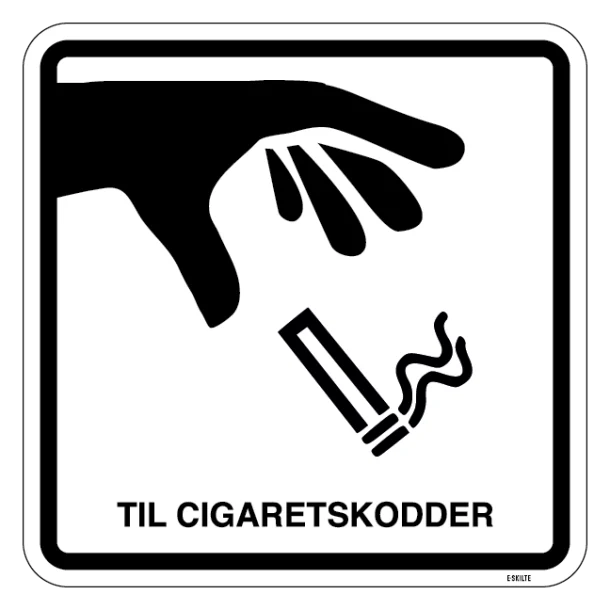 Til cigaretskodder. Rygeskilt