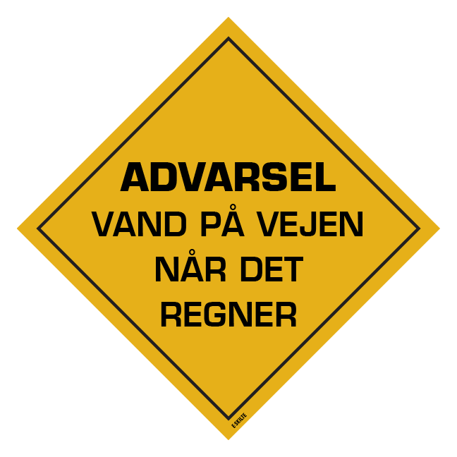 Advarsel Vand på vejen når det regner skilt