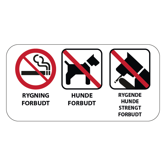 Rygende hunde strengt forbudt skilt