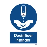 Desinficer hænder skilt