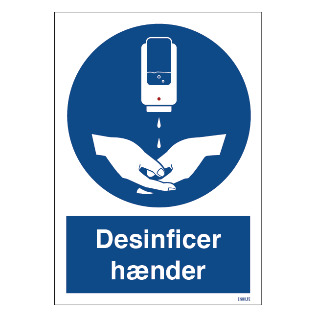 Desinficer hænder skilt