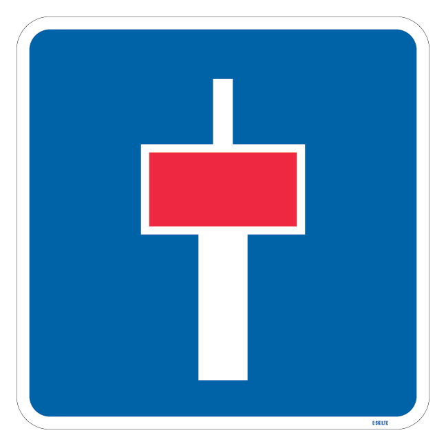 E18,1 Blind vej med sti. skilt