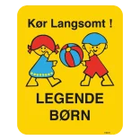 Kør langsomt legende børn. Skilt