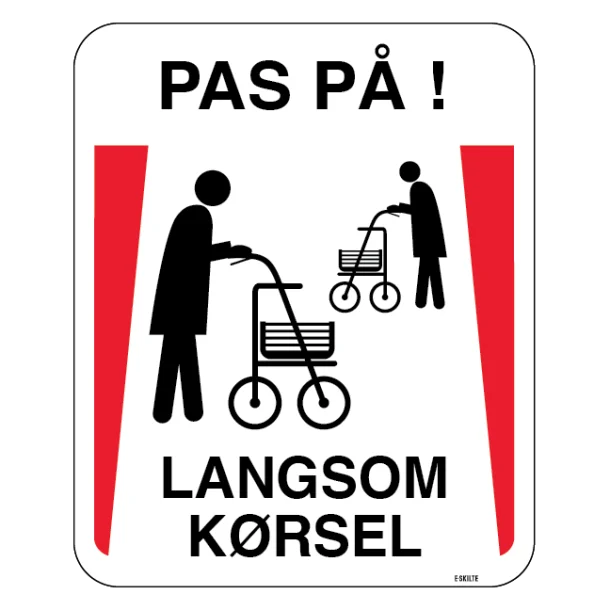 Pas på Langsom kørsel. Advarselsskilt