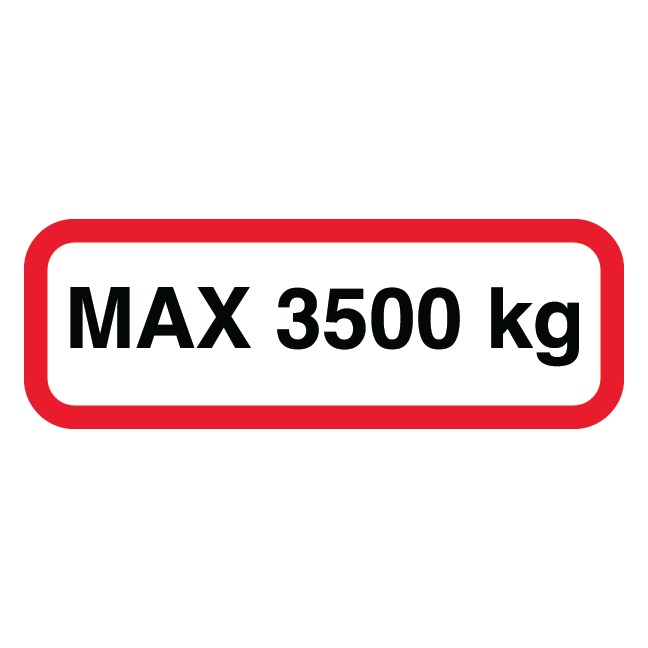Max 3500kg. Skilt