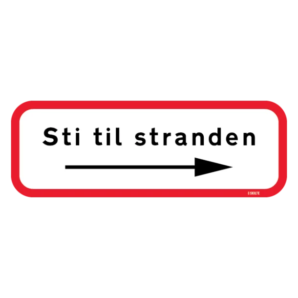 Sti til stranden. Skilt