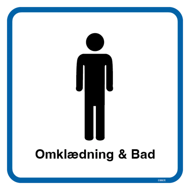 Mand Omklædning & Bad. Toiletskilt