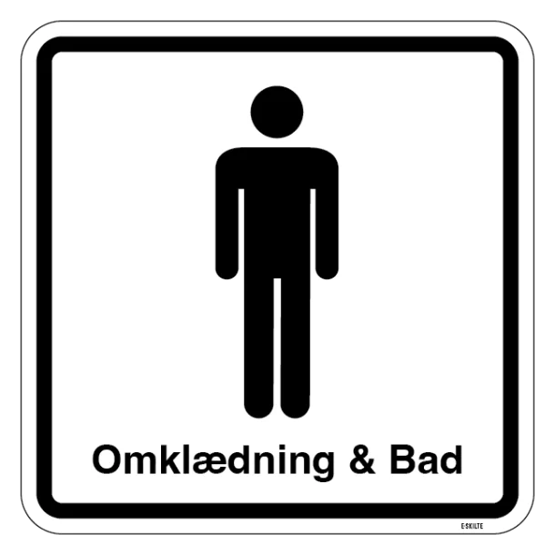 Mand Omklædning & Bad. Toiletskilt