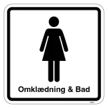 Dame Omklædning & Bad. Toiletskilt