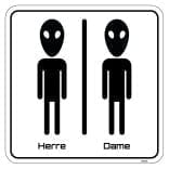 Alien herre og dame toiletskilt