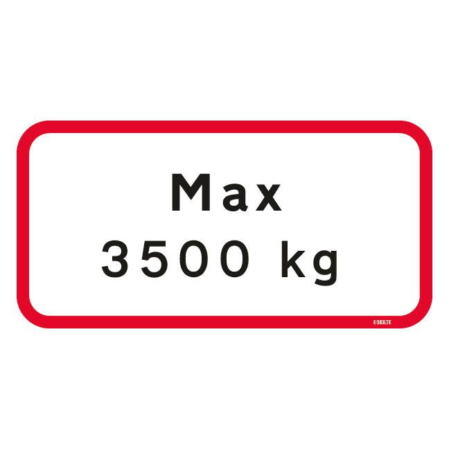 Max 3500 kg. Forbudsskilt