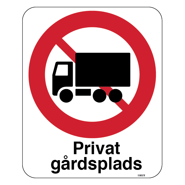 Privat gårdsplads Skilt