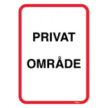 Privat område. Skilt