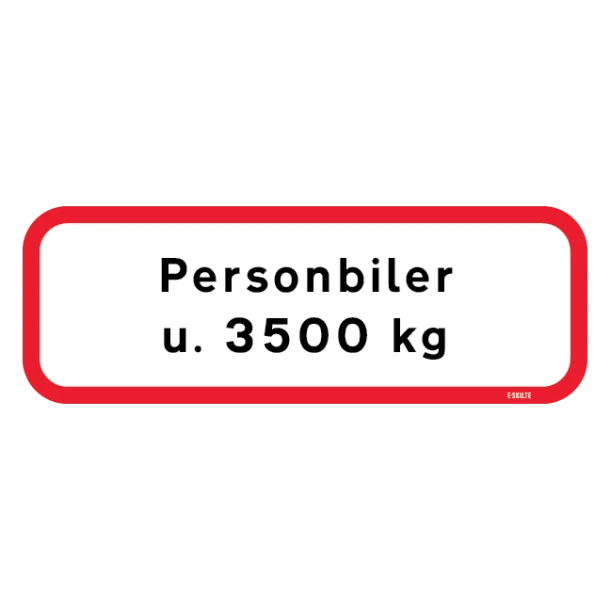 Personbiler u. 3500 kg. Trafikskilt