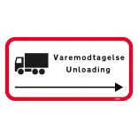 Varemodtagelse Unloading. Trafikskilt