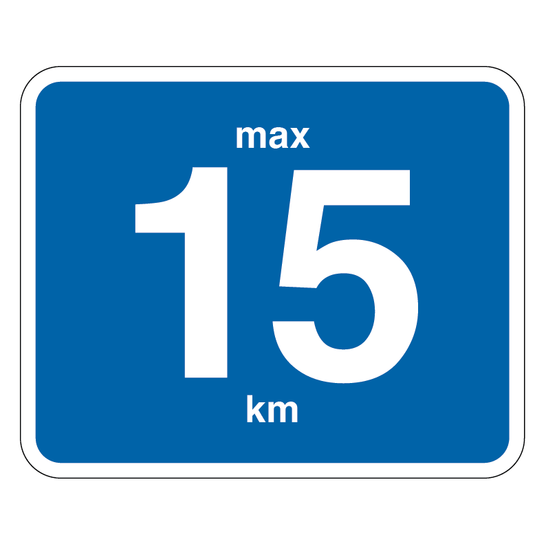 Påbudsskilt 15 km. Trafikskilt