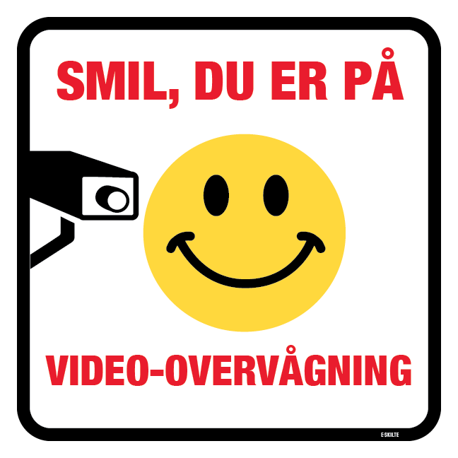 Smil du er på Video-overvågning Skilt (rød på hvid )