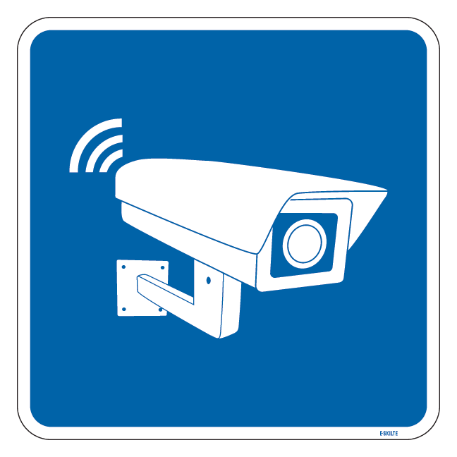 Video overvågning - blå skilt