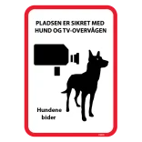 Pladsen er sikret med hund og TV overvågen Hundene bider. skilt