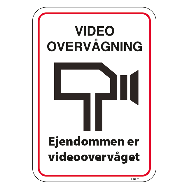 Ejendommen er videoovervåget. skilt