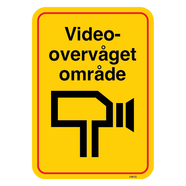 Videoovervåget Område. skilt