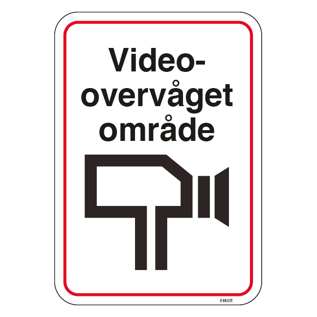 Videoovervåget Område. skilt
