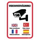 Videoovervågning internationalt. skilt