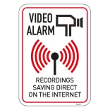 Video alarm RECORDINGS SAVING DIRECT ON THE INTERNET. Overvågningsskilt